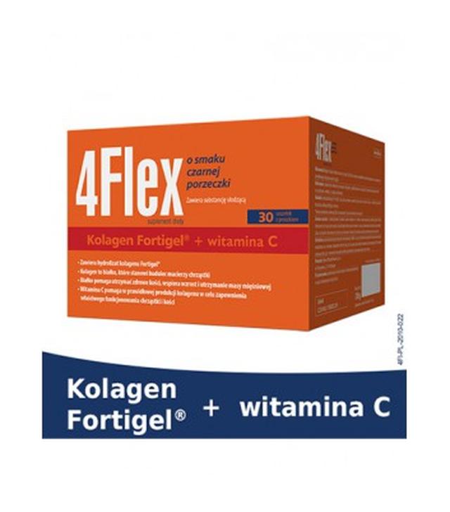 4FLEX Kolagen o smaku czarnej porzeczki - 30 sasz. x 10 g. Właściwe funkcjonowanie chrząstki i kości.
