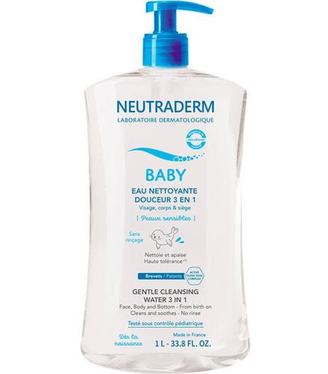 Neutraderm Baby Łagodna woda myjąca 3 w 1 Twarz, ciało i włosy, 1 l - ważny do 2024-08-31