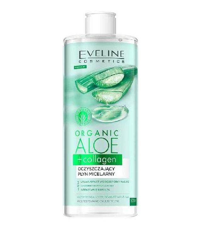 Eveline Cosmetics Organic Aloe + Collagen Oczyszczający Płyn micelarny 3 w 1, 500 ml, cena, opinie, stosowanie