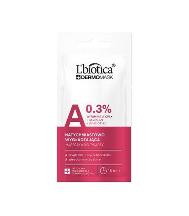 L'Biotica Dermomask Natychmiastowo wygładzająca maseczka do twarzy z witaminą A, 8 ml