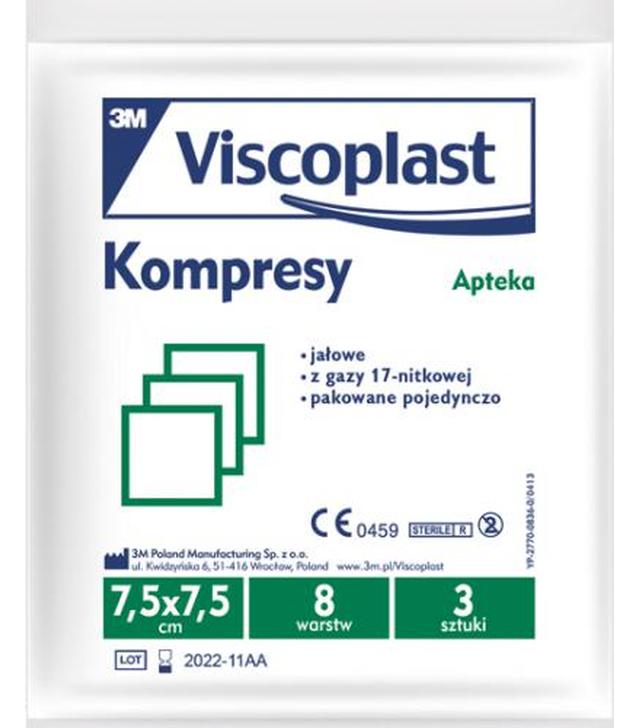 VISCOPLAST Kompresy 7,5 cm x 7,5 cm, 3 sztuki