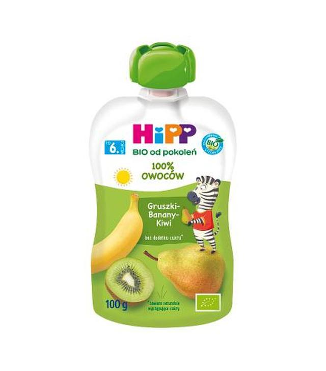 HiPP BIO od pokoleń, Gruszki-Banany-Kiwi, po 6. m-cu, 100 g, cena, wskazania, właściwości - ważny do 2025-08-18