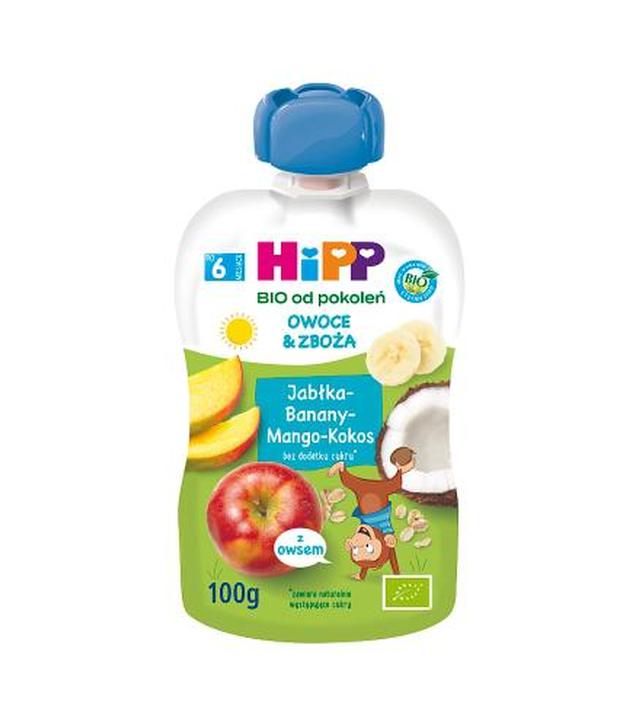 HiPP BIO od pokoleń, Jabłka-Banany-Mango-Kokos, po 6. m-cu, 100 g, cena, opinie, składniki