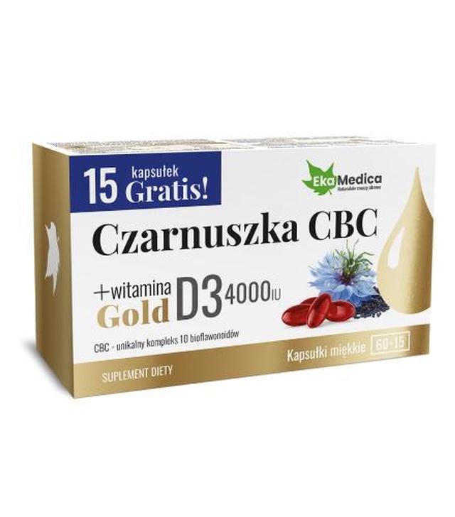 Czarnuszka CBC Gold+ Witamina D3 4000 IU, 75 kapsułek (5 blistrów po 15 kapsułek)