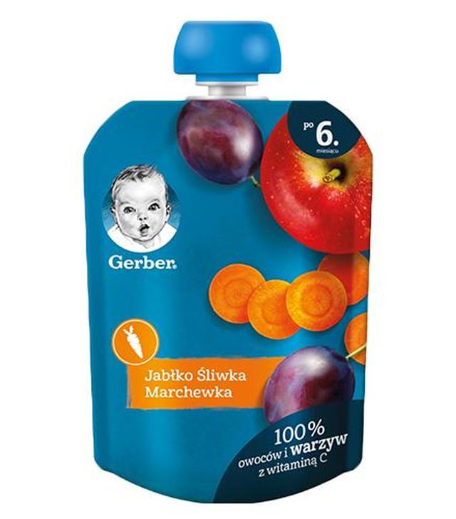 Gerber Natural For Baby Deserek jabłko śliwka marchewka po 6. miesiącu, 80 g, cena, opinie, właściwości