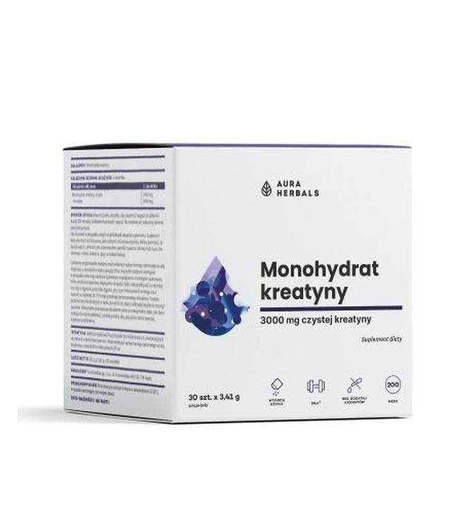 Aura Herbals, Kreatyna Monohydrat, saszetki, 30 sztuk
