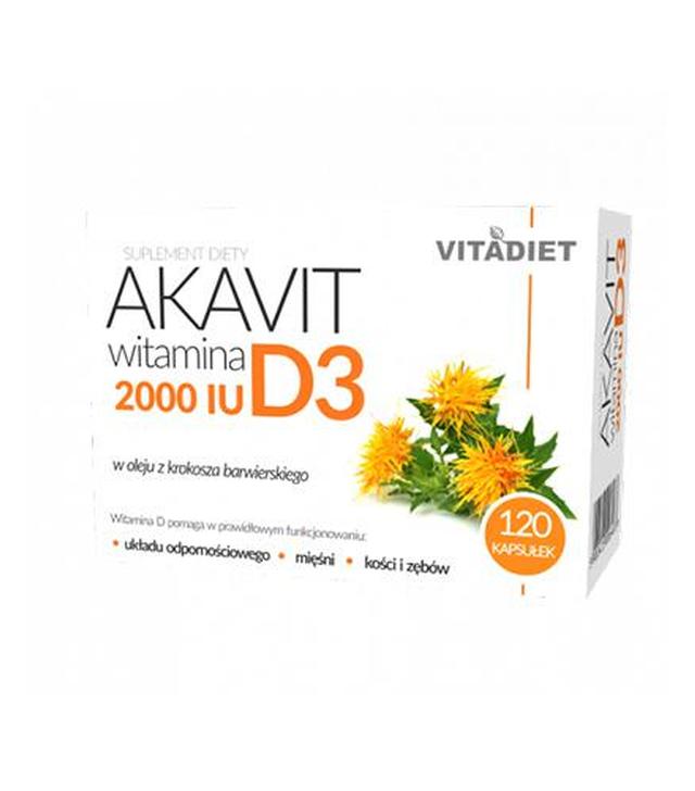 Vitadiet Akavit D3 2000 IU, 120 kaps., cena, opinie, wskazania