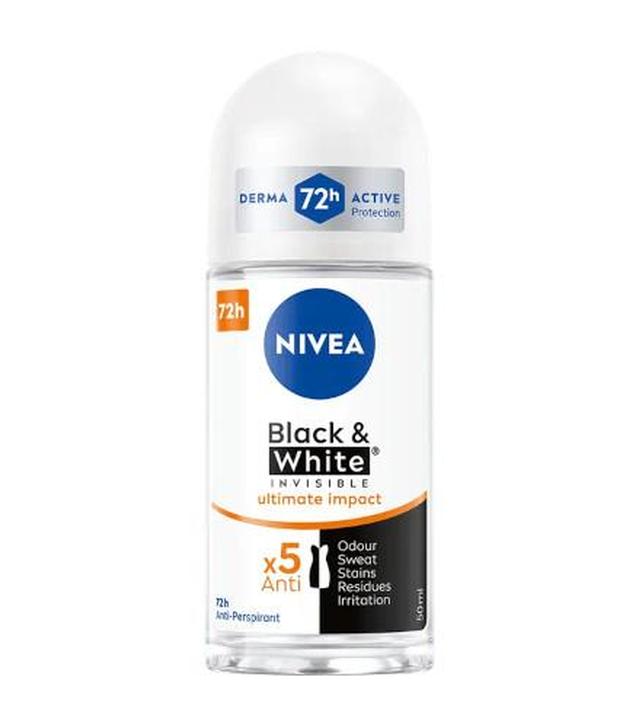 Nivea Black & White, Invisible Ultimate Impact, Antyperspirant w kulce 72h, 50 ml