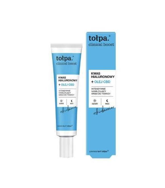 Tołpa Cilinical boost Kwas hialuronowy + olej CDB, Nawilżający krem do twarzy, 40 ml