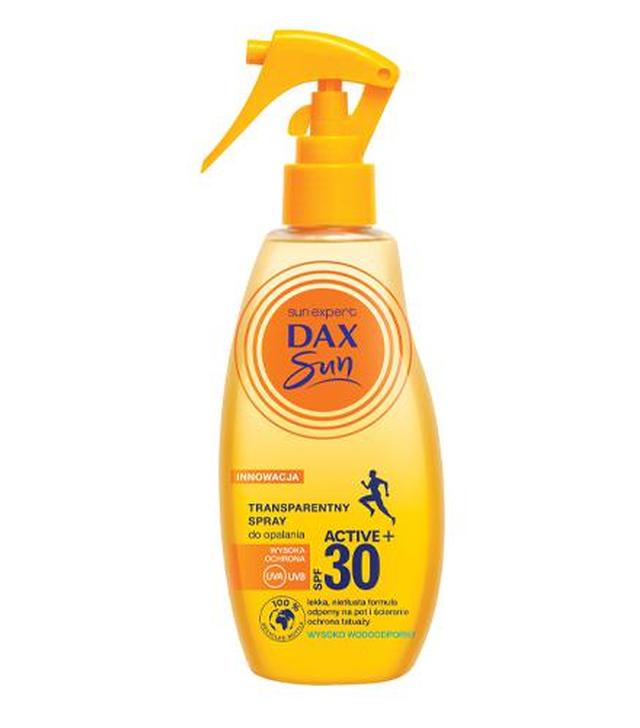 Dax Sun Active+ Transparentny Spray do opalania SPF30, 200 ml, cena, opinie, właściwości