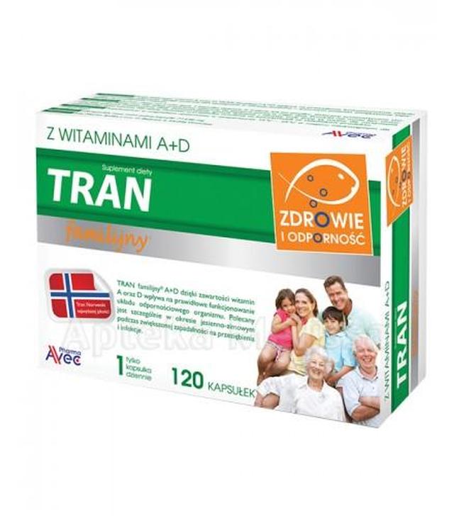 Avec Pharma Tran familijny A+D, 120 kaps., cena, opinie, wskazania