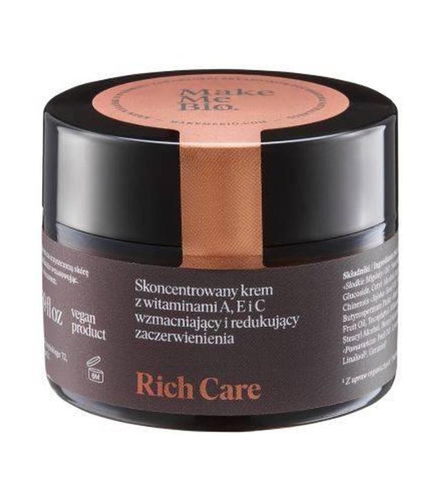 Make Me Bio, Rich Care, Skoncentrowany krem z witaminami A, E i C wzmacniający i redukujący zaczerwienienia, 50 ml