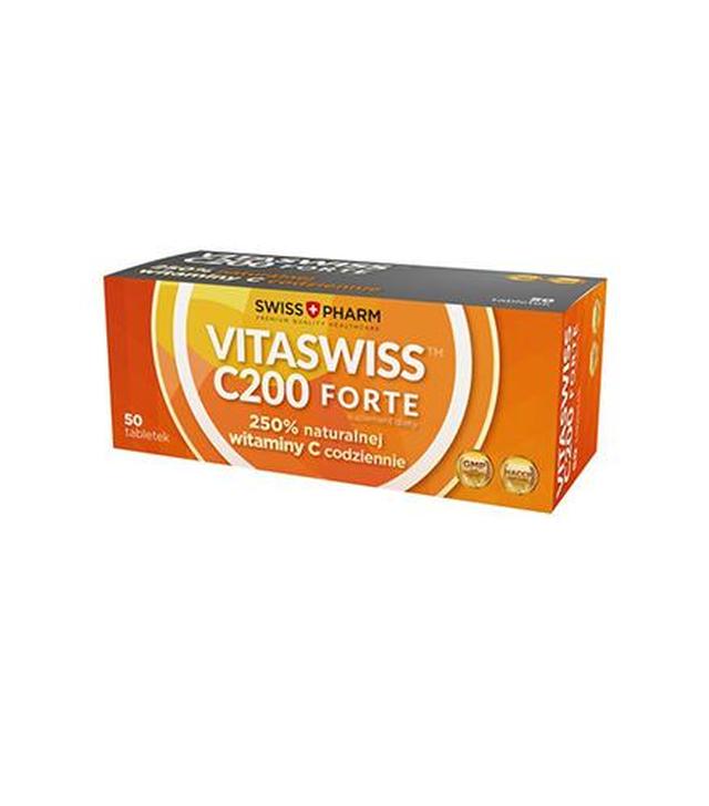 Swiss+Pharm Vitaswiss C200 Forte - 50 tabl. - cena, opinie, właściwości - ważny do 2025-08-31