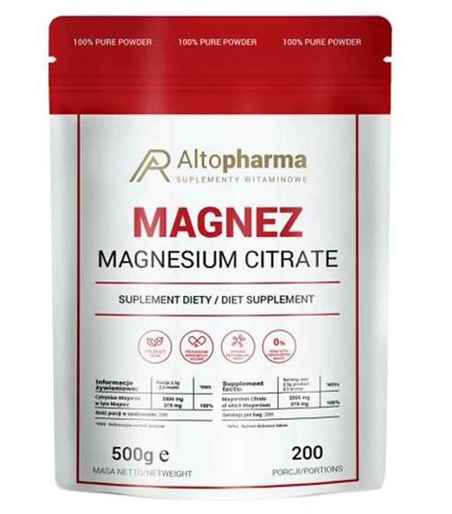 Altopharma Magnez Magnesium citrate - 500 g - cena, opinie, składniki