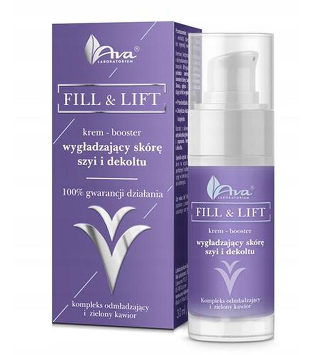 Ava Fill & Lift Krem-Booster wygładzający skórę szyi i dekoltu, 30 ml, cena, opinie, właściwości