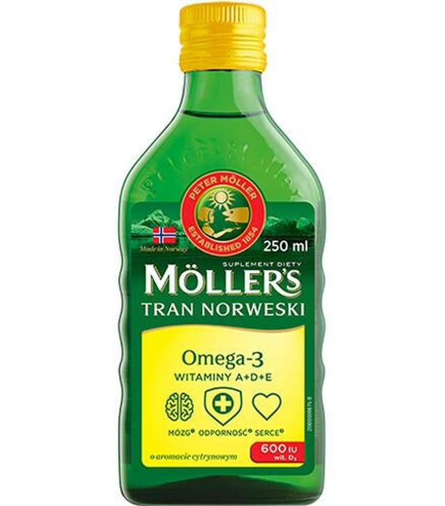 Mollers Tran Norweski o aromacie cytrynowym, płyn, 250 ml - ważny do 2025-10-31