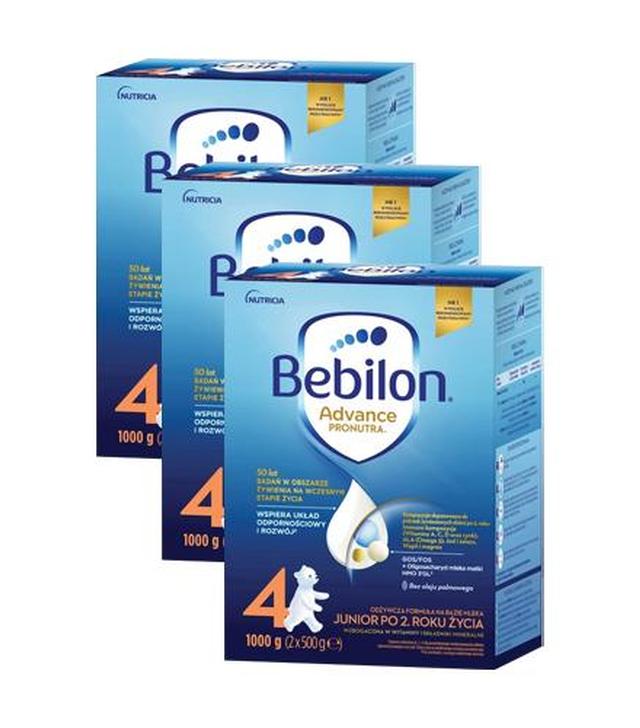 Bebilon 4 Advance Pronutra Junior, odżywcza formuła na bazie mleka po 2. roku życia, 3 x 1000 g - krótka data 29.08.2025
