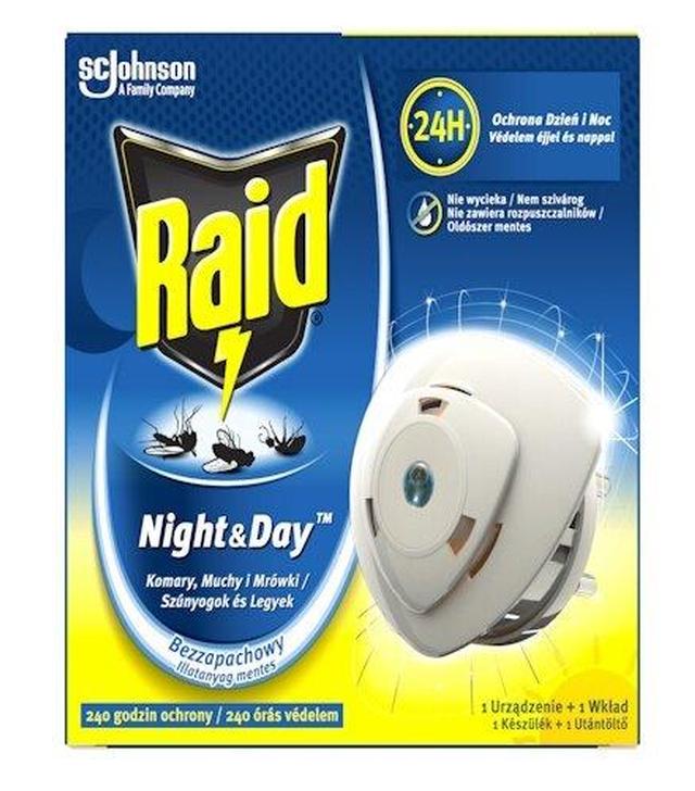 Raid Night & Day przeciw muchom, komarom i mrówkom elektrofumigator owadobójczy z wymiennym wkładem 1 sztuka