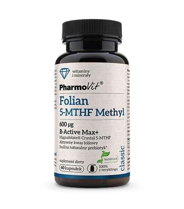 PHARMOVIT FOLIAN 5 MTHF METHYL 600 µg - 60 kaps. - cena, opinie, właściwości