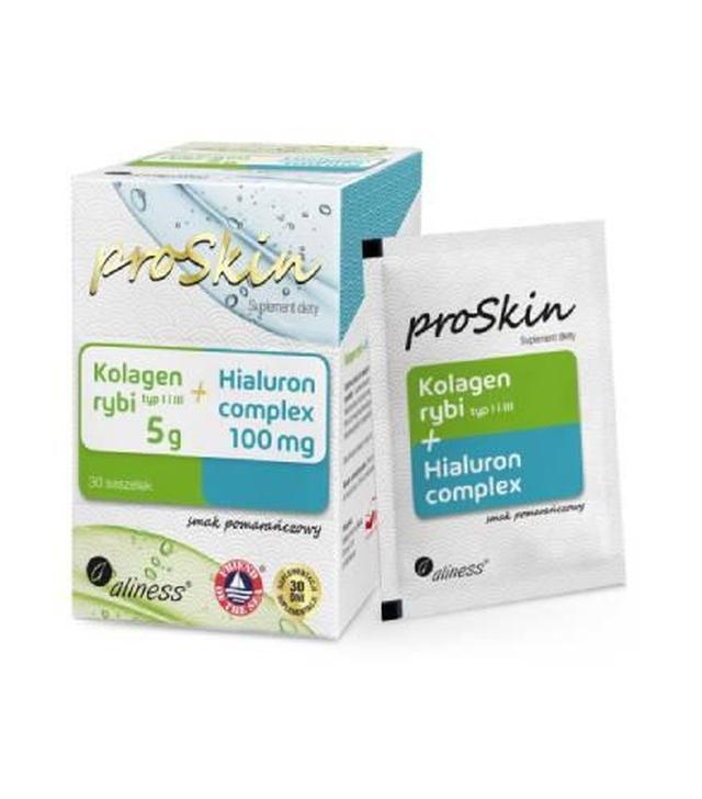 Aliness ProSkin, Kolagen rybi, 5 g + Hialuron, 100 mg Complex, saszetki, 30 sztuk