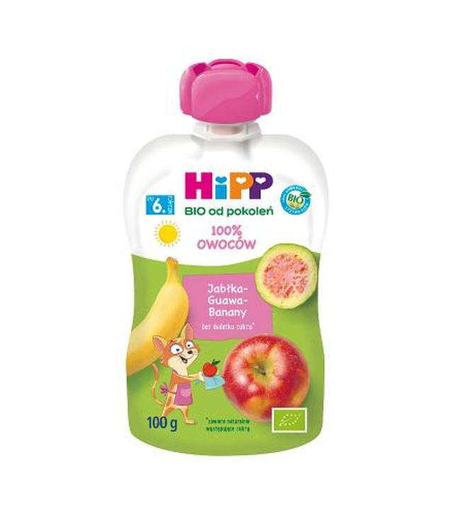HiPP BIO od pokoleń, Jabłka-Guawa-Banany, po 6. m-cu, 100 g, cena, wskazania, skład - ważny do 2025-07-14