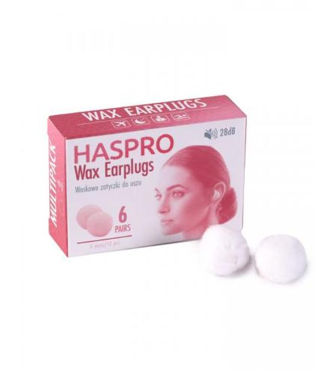 Haspro Wax Earplugss Zatyczki do uszu woskowe, 12 sztuk (6 par)