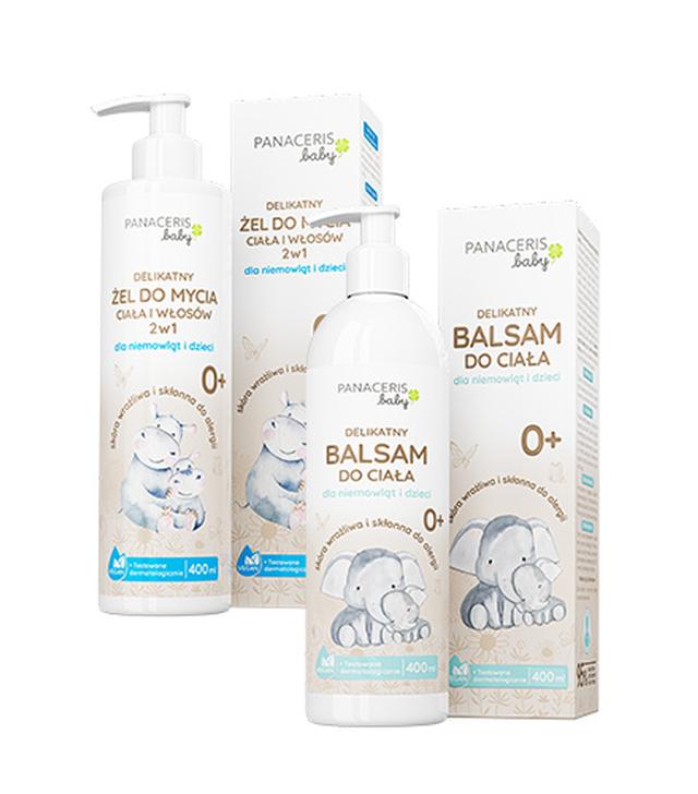 Panaceris Baby Naturalny żel do mycia ciała i włosów 2w1, 400 ml + Panaceris baby, Delikatny balsam do ciała dla niemowląt i dzieci, 400 ml