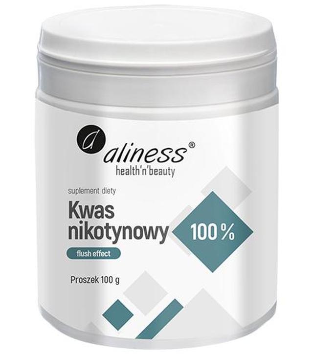 Aliness Kwas Nikotynowy Proszek czysty 100% flush effect, 100 g, cena, opinie, dawkowanie