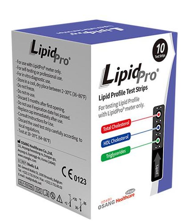 LipidPro Paski testowe do monitorowania profilu lipidowego we krwi - 10 sztuk - ważny do 2025-01-18