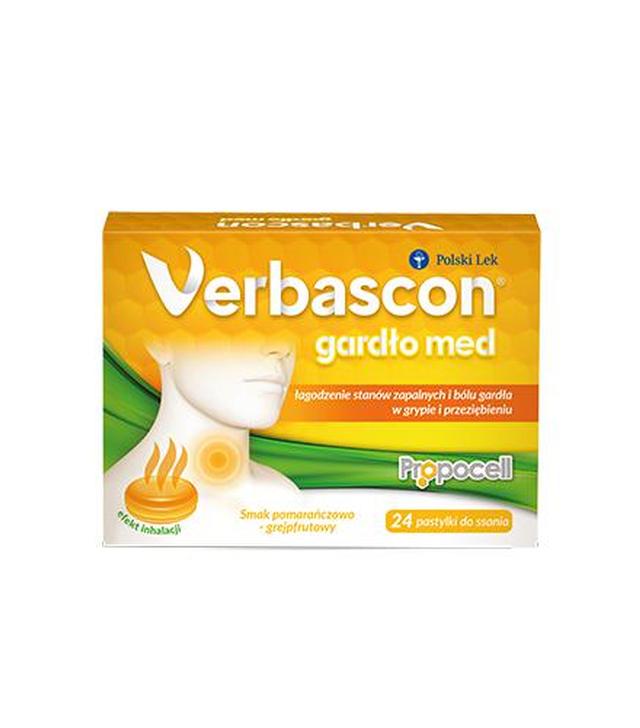Verbascon Gardło med Smak pomarańczowo grejpfrutowy, 24 tabletki