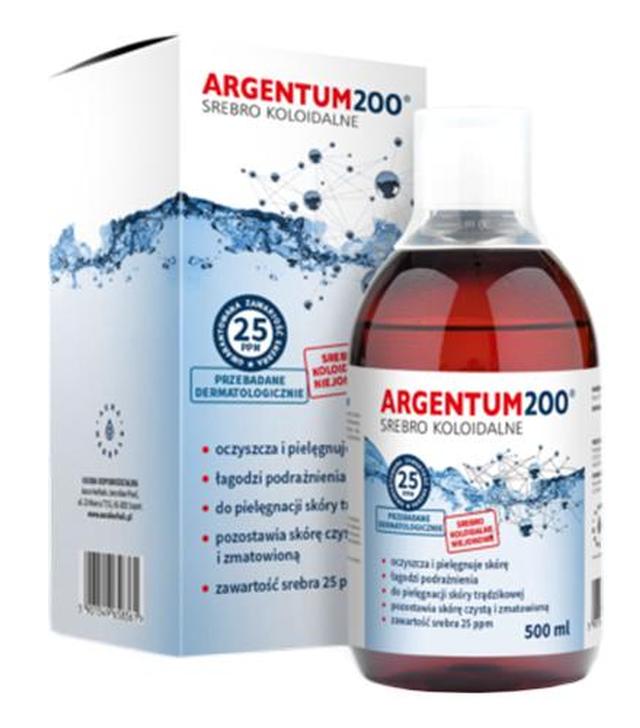 ARGENTUM200 Srebro koloidalne 25PPM tonik - 500 ml, cena, opinie, wskazania
