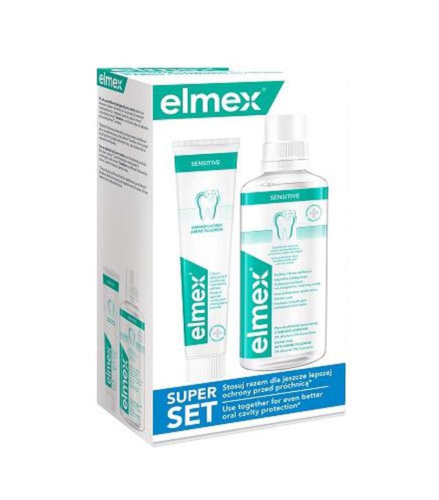 Elmex Sensitive Pasta do zębów - 75 ml + Płyn do płukania jamy ustnej, 400 ml
