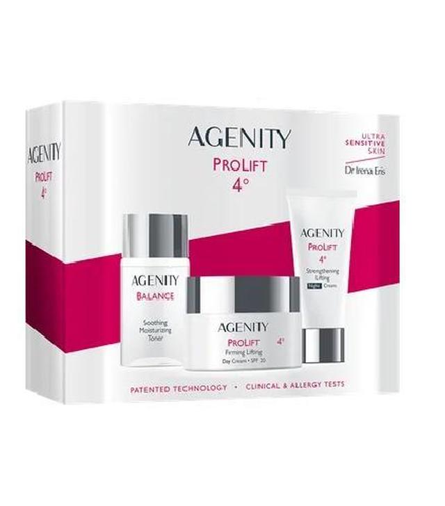 Agenity Zestaw Prolift 4° Ujędrniający krem liftingujący na dzień SPF 20, 50 ml + Wzmacniający krem liftingujący na noc, 50 ml +  Łagodzący tonik nawilżający, 25 ml
