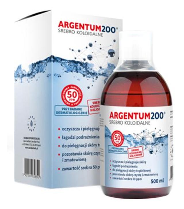ARGENTUM200 Srebro koloidalne 50PPM tonik - 500 ml