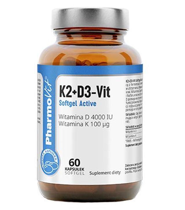 Pharmovit K2+D3 Vit Softgel Active, 60 kaps., cena, opinie, właściwości