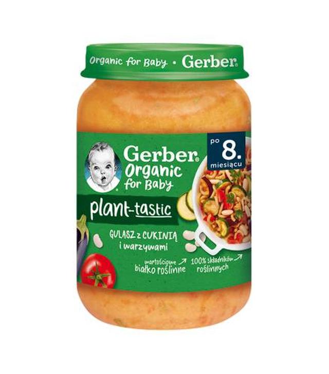 Gerber Organic for Baby Plant - Tastic Gulasz z cukinią i warzywami po 8. miesiącu, 190 g, cena, opinie, stosowanie - ważny do 2024-07-31