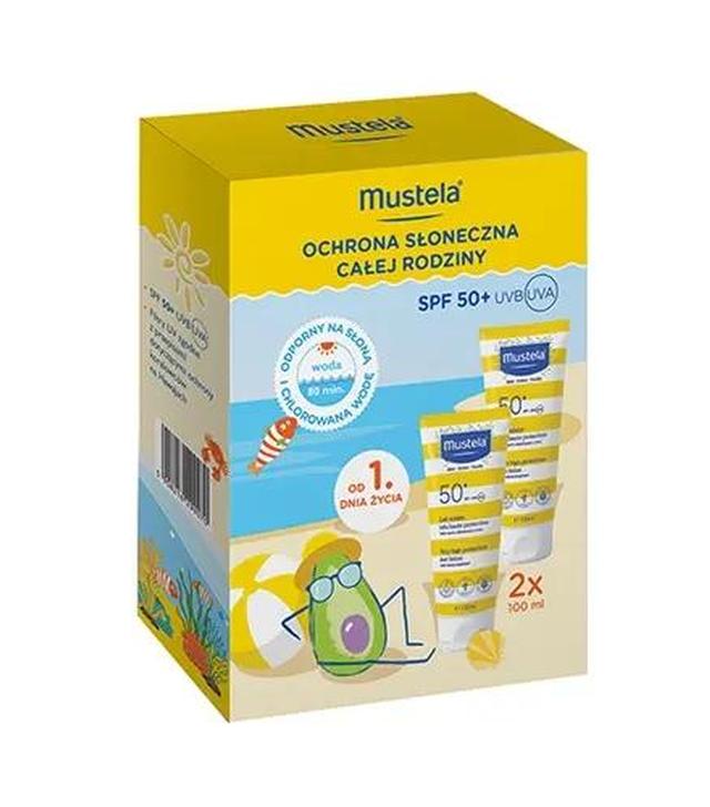 Mustela Ochrona Słoneczna Całej Rodziny, Mleczko przeciwsłoneczne SPF 50+, 2 x 100 ml - ważny do 2025-10-01