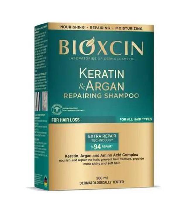 Bioxcin Keratin&Argan Szampon regenerujący przeciw wypadaniu włosów, 300 ml