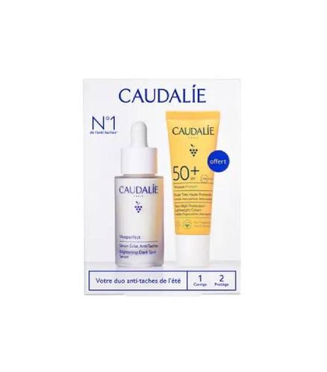 Caudalie Vinoperfect Serum przeciw przebarwieniom, 30 ml + Vinosun Protect Krem SPF 50+, 20 ml [ZESTAW]