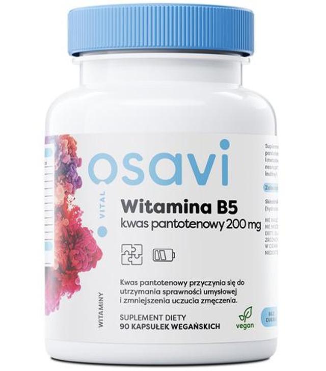 Witamina B5 Kwas Pantotenowy 200 mg, 90 vegan kaps., cena, opinie, składniki