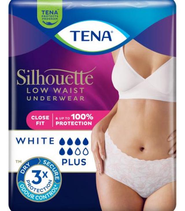 TENA Silhouette Plus majtki chłonne z niskim stanem, White, rozmiar L, 10 sztuk