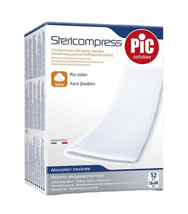 Pic Solution Stericompress Soft Kompresy włókninowe nietkane sterylne 18 cm x 40 cm, 12 szt., cena, wskazania, właściwości