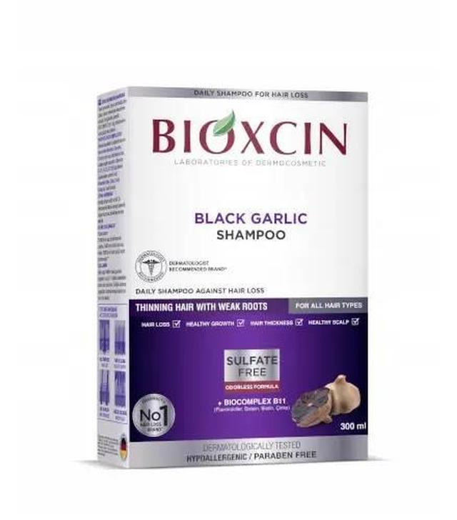 Bioxcin, Szampon przeciw wypadaniu włosów, czarny czosnek, 300 ml
