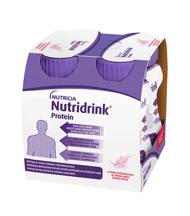 Nutridrink Protein, napój o smaku truskawkowym, 4 x 125 ml