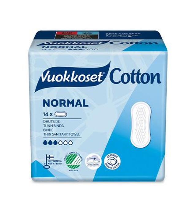 Vuokkoset cotton podpaski bez skrzydełek Normal Sensitive, 14 szt., cena, opinie, wskazania