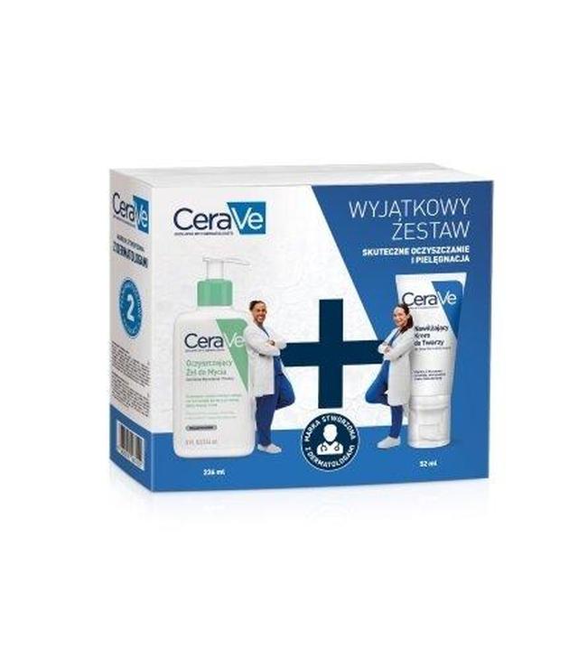 CeraVe Zestaw Xmass 2024 Żel do mycia oczyszczający, 236 ml + Krem do twarzy nawilżający, 52 ml