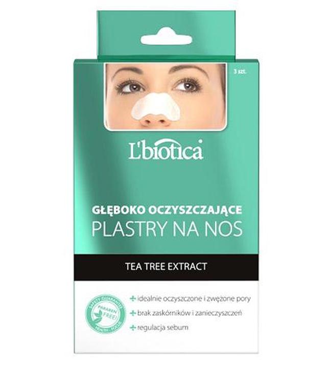 L'BIOTICA Głęboko oczyszczające plastry na nos ekstrakt z zielonej herbaty - 3 szt