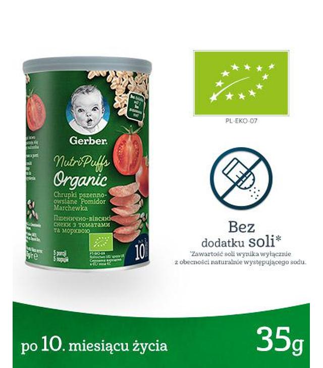 Gerber Organic Chrupki pszenno owsiane pomidor, marchewka dla niemowląt po 10. miesiącu, 35 g  - ważny do 2025-10-23