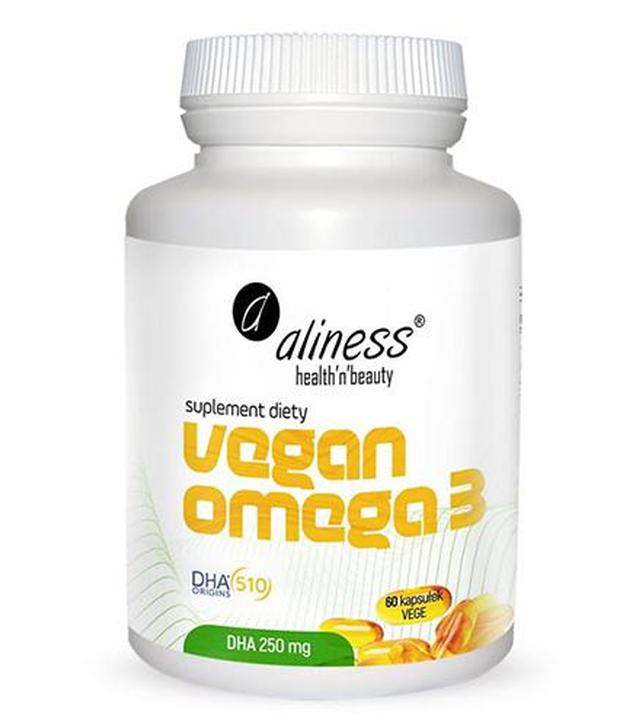 Aliness Vegan Omega 3 DHA 250 mg, 60 kaps., cena, opinie, stosowanie